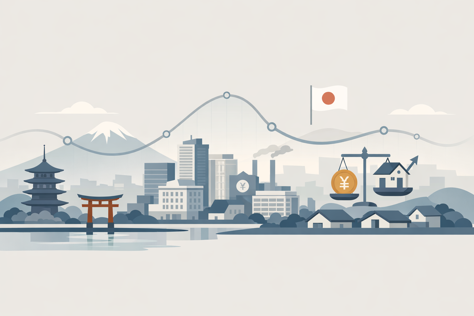 長期金利の動向と日本経済をイメージした図