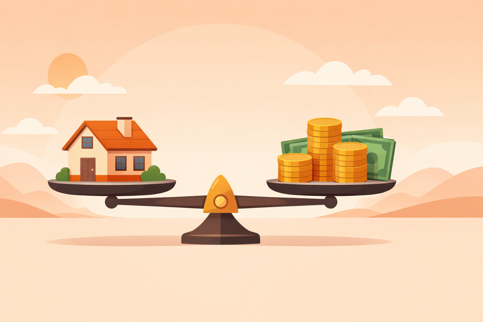 年収と住宅価格のバランスを表すイメージ