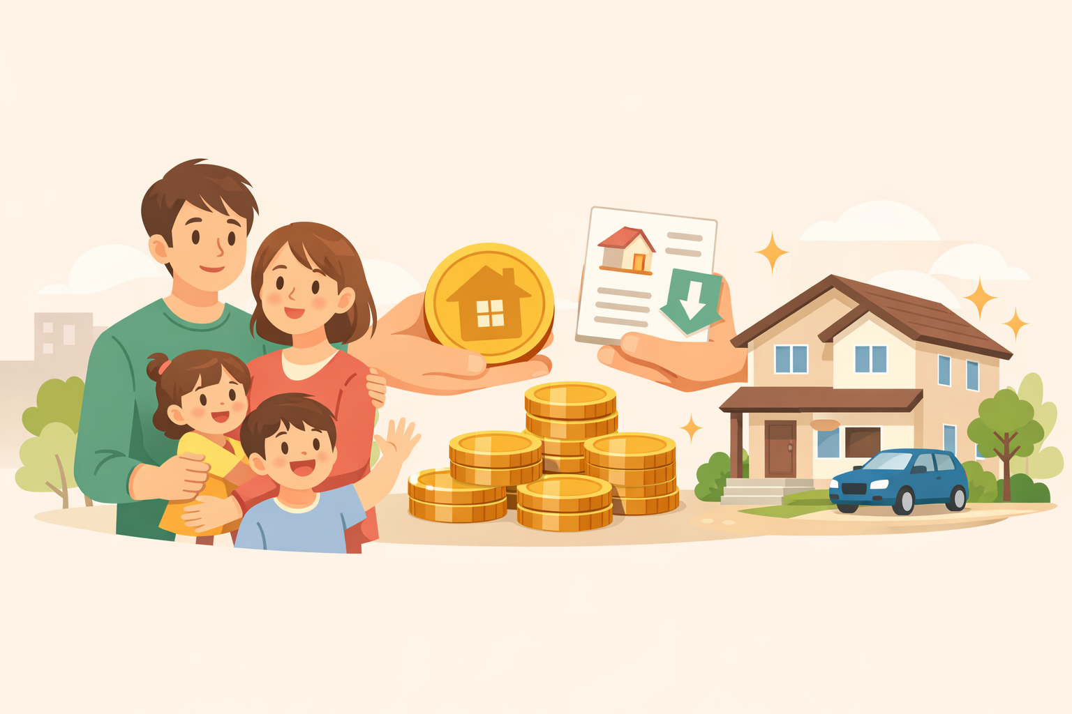 省エネ住宅の取得支援制度をイメージしたイラスト