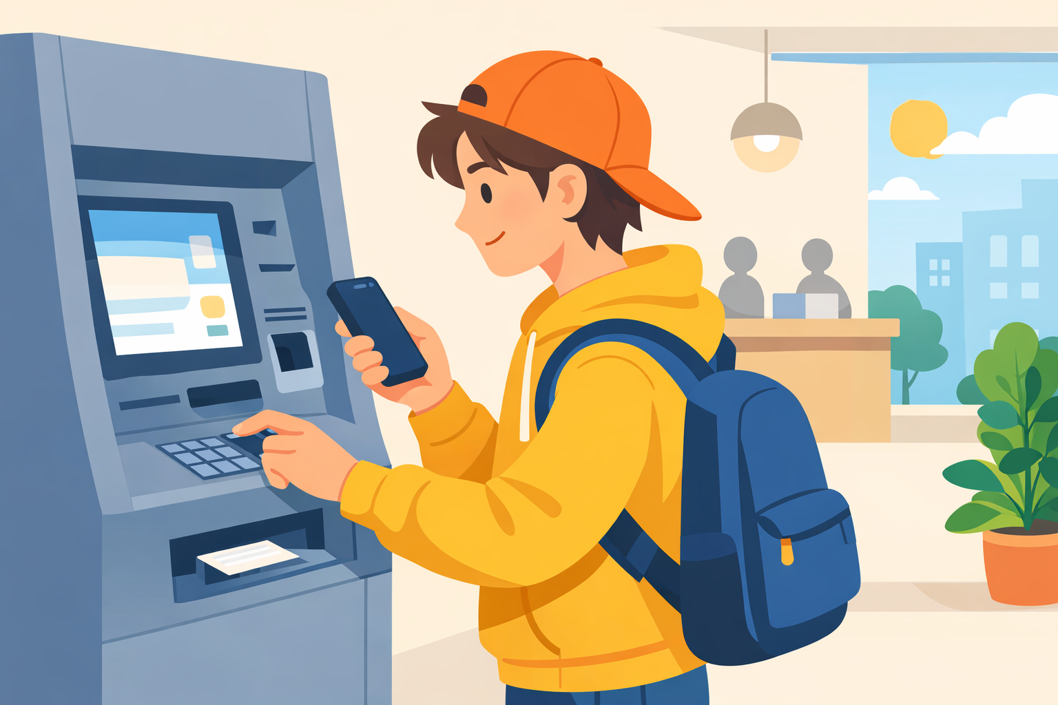 若い世代向けの銀行サービスを利用するイメージ