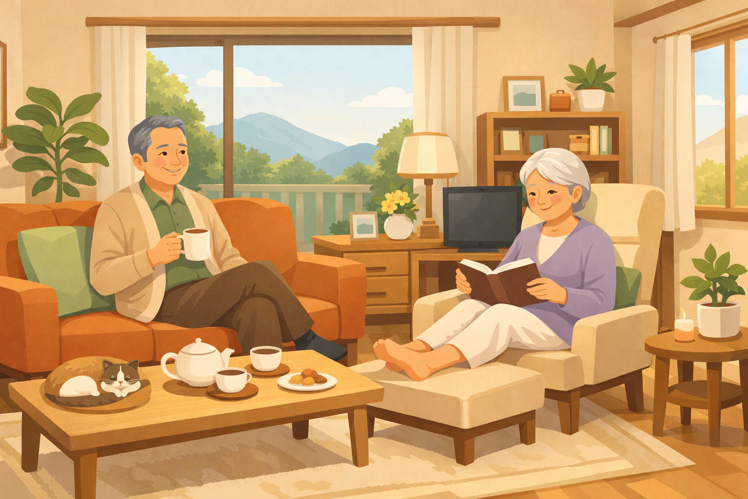 自宅で安心して暮らすシニア夫婦のイメージ