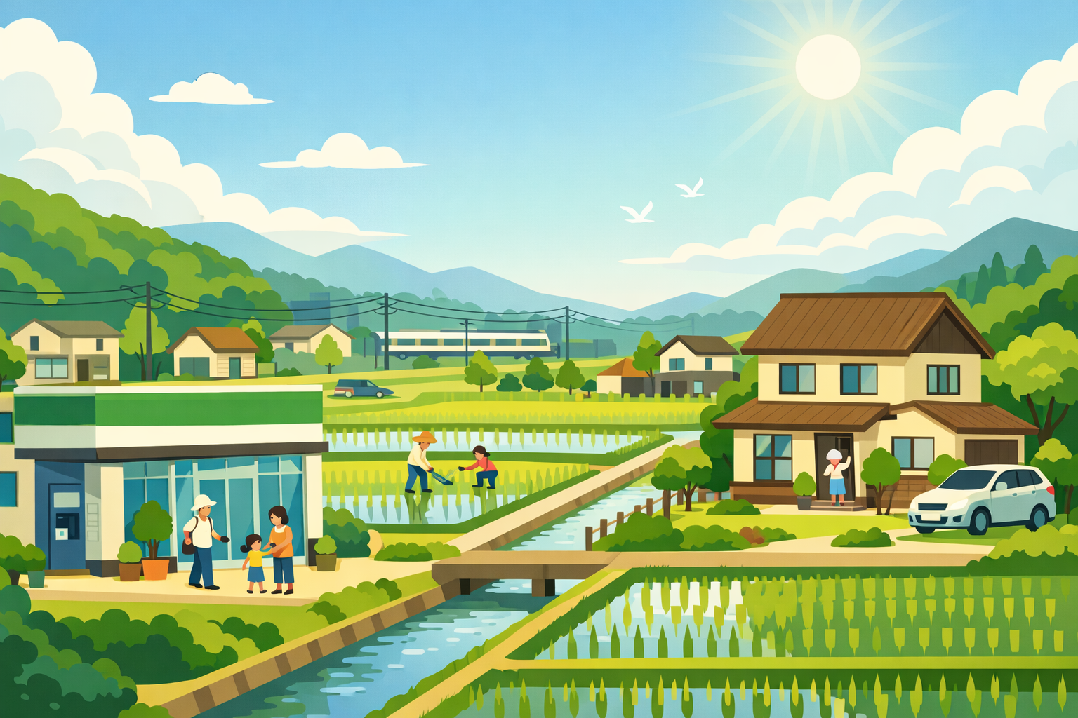 地域に根ざした金融サービスと住宅取得をイメージした図