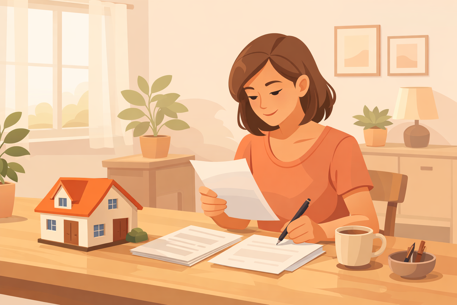 住宅ローンの資料を確認する女性のイメージ